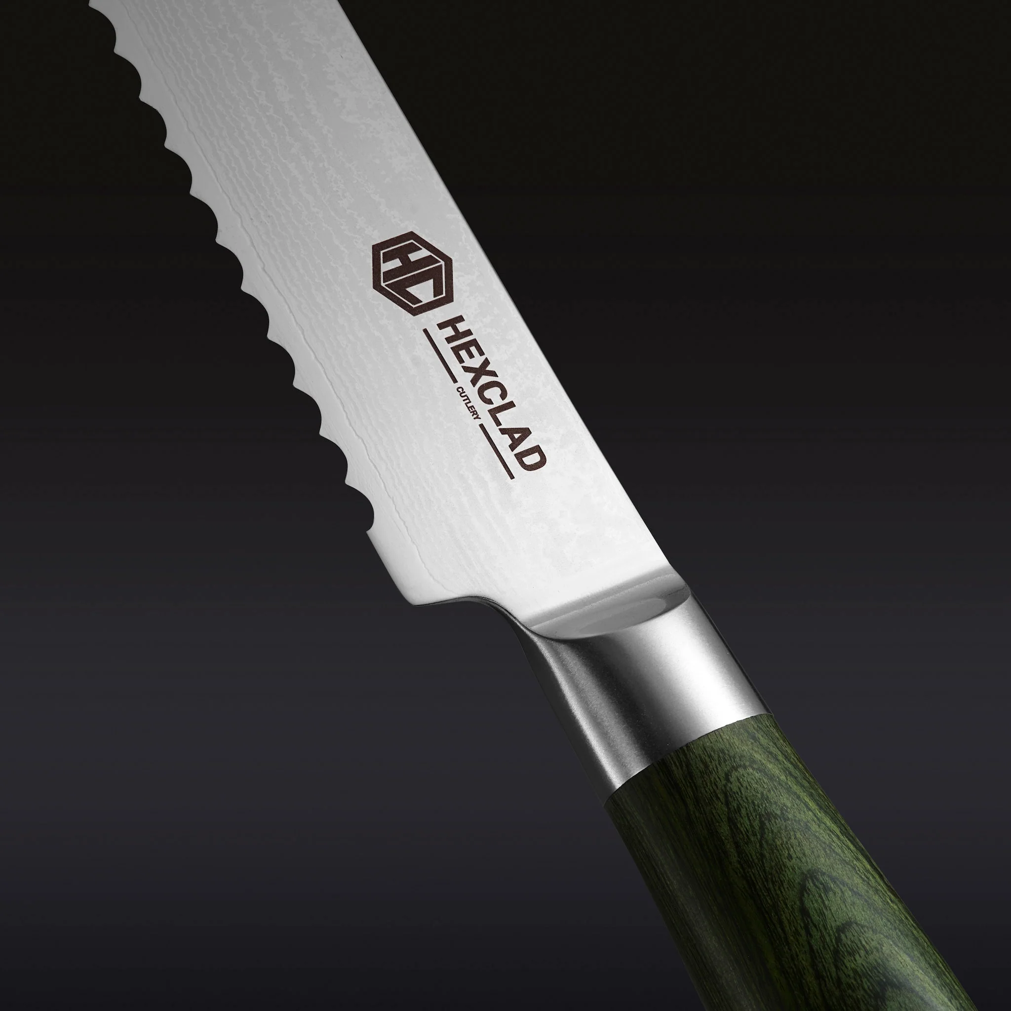 Damascus Steel Serrated Bread Knife, 8" 2 Damascus Steel Serrated Bread Knife, 8"