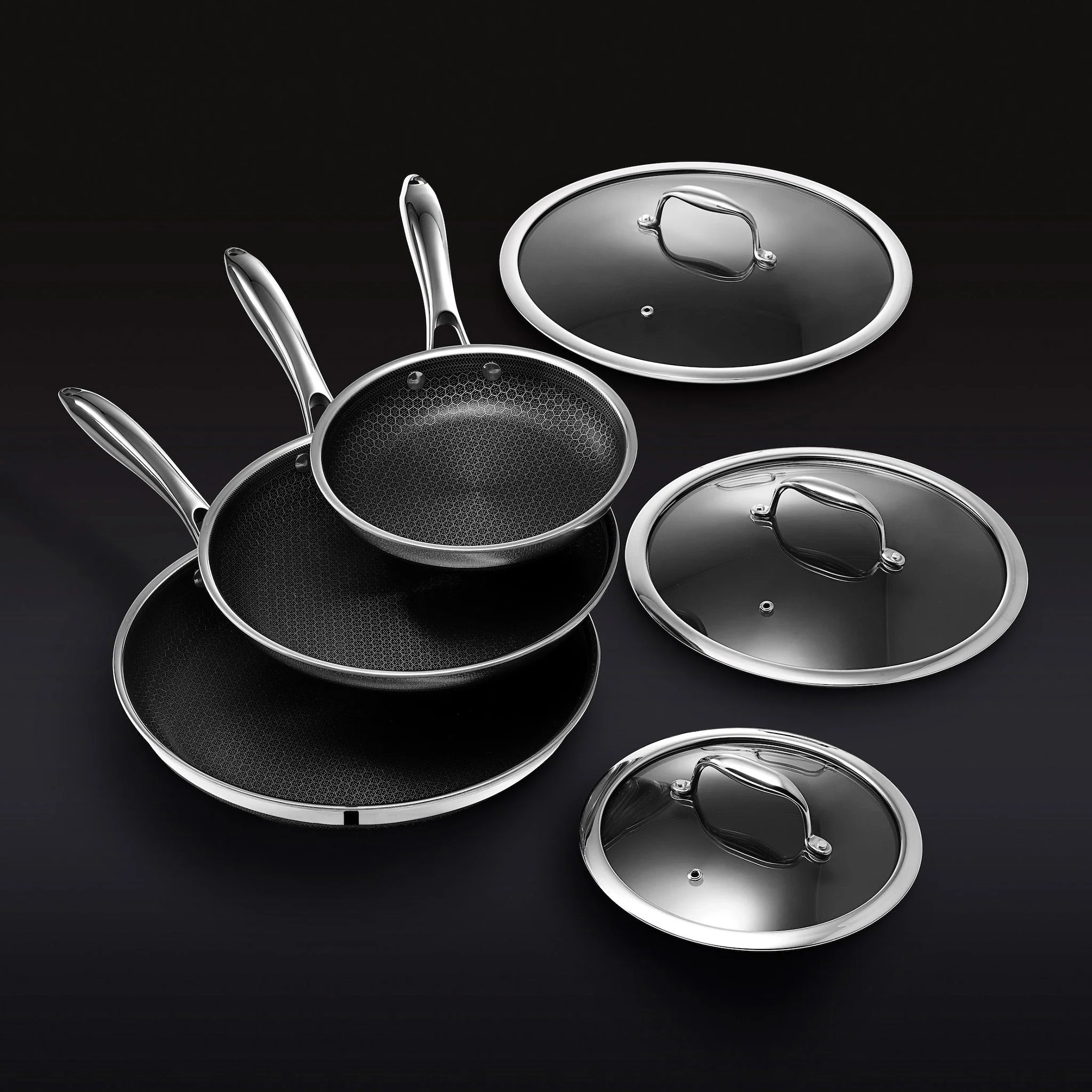 Hybrid Fry Pan Set with Lids, 6-pc 1 Hybrid Fry Pan Set with Lids, 6-pc