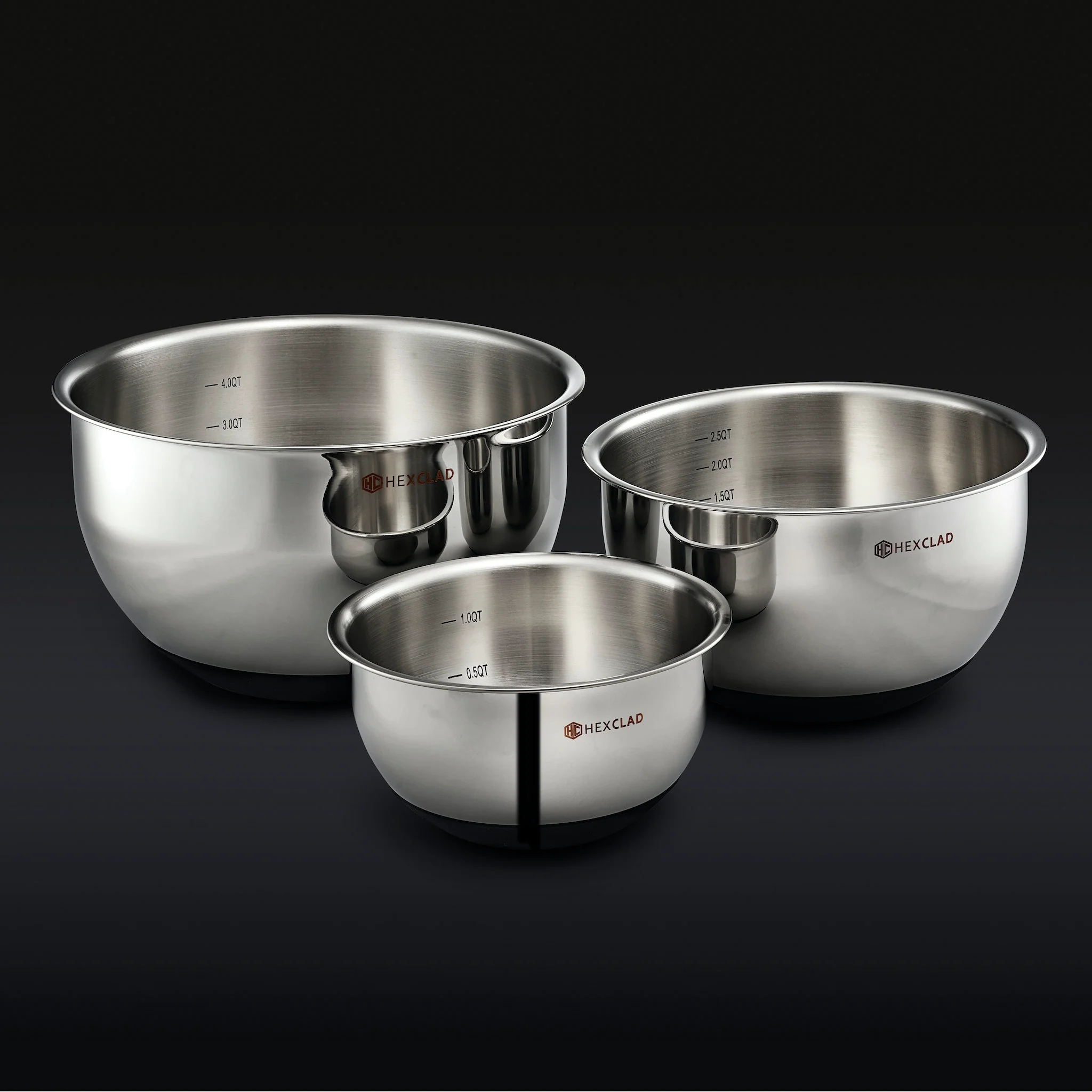 Stainless Mixing Bowl Set with Vacuum Seal Lids, 6-pc